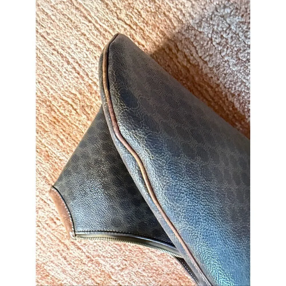 Vintage Celine Paris Brown Macadam Hobo Shoulder Bag Made in Italy